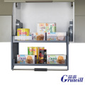 Kitchen cabinet lift basket pull-down storage basket